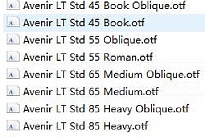 Avenir LT Std字体下载Avenir LT Std 35 Light.otf + Avenir LT Std 45 Book Oblique.otf + Avenir LT Std 45 Book.otf + Avenir LT Std 55 Oblique.otf +  Avenir LT Std 55 Roman.otf + Avenir LT Std 65 Medium Oblique.otf + Avenir LT Std 65 Medium.otf + Avenir LT Std 85 Heavy Oblique.otf + Avenir LT Std 85 Heavy.otf + Avenir LT Std 95 Black Oblique.otf + Avenir LT Std 95 Black.otf字体下载安装ps/ai/cdr通用字体